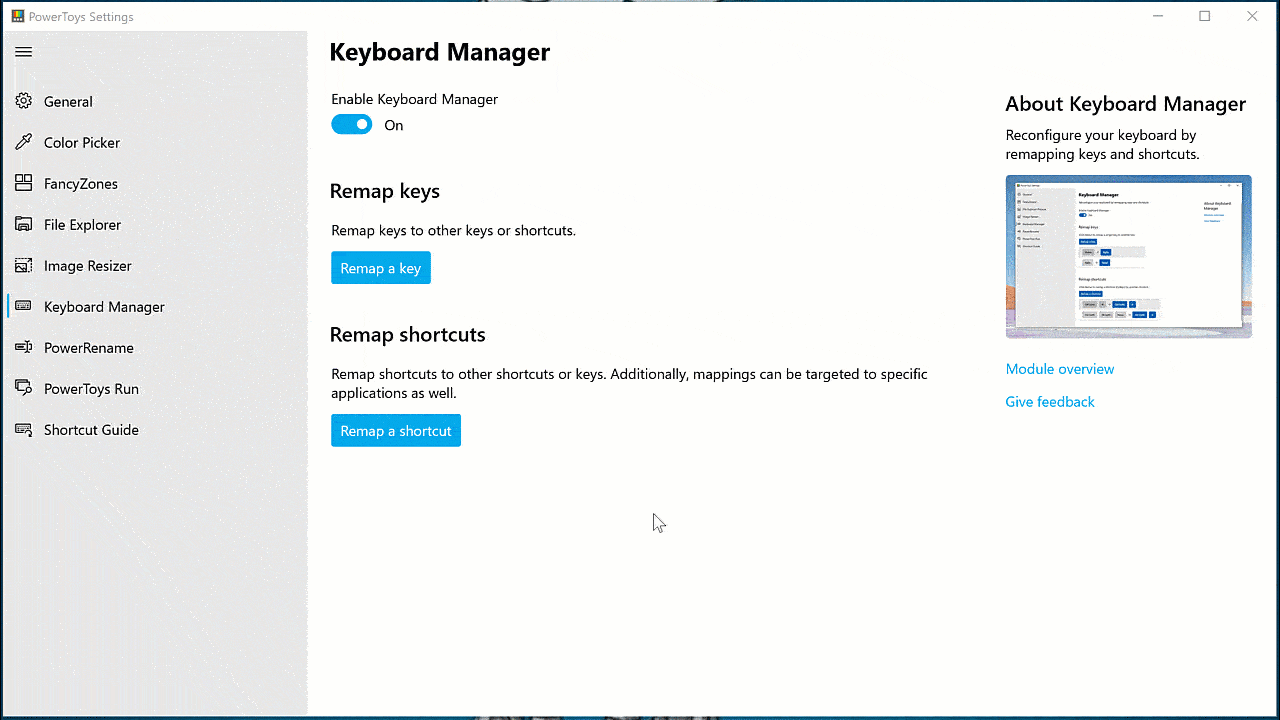 Keyboard manager remap key