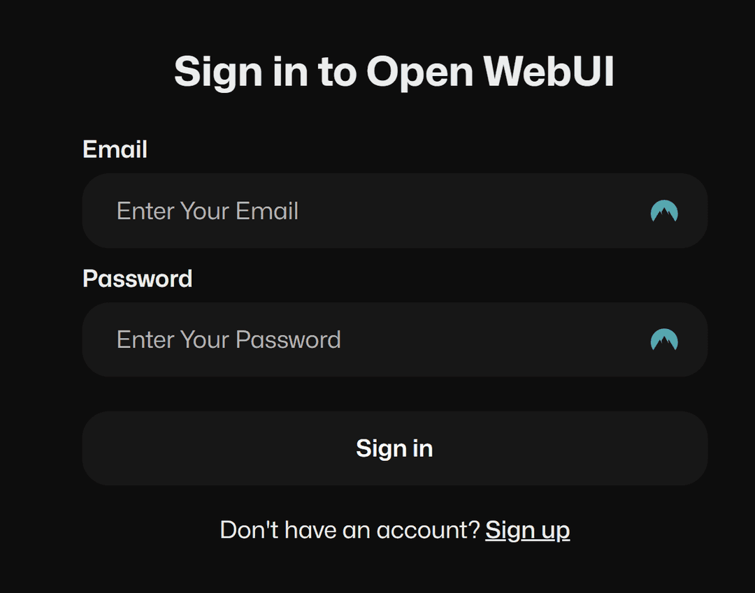 Open WebUI login page