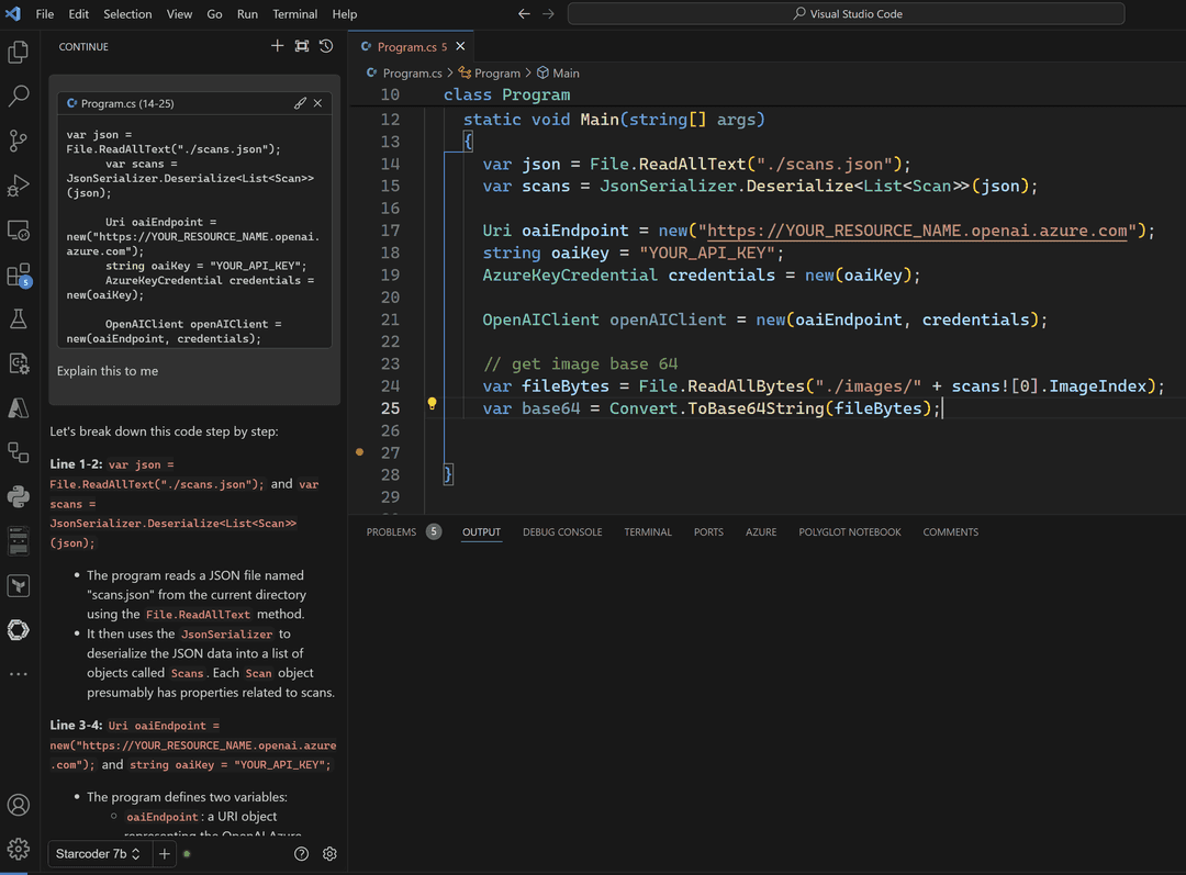 Local LLM being used in VS Code using the Continue extension